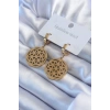 HEYF 316L Çelik Gold Renk Lotus Model Kadın Küpe
