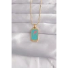 HEYF 316L Çelik Gold Renk Mavi Mineli Tarot Kolye