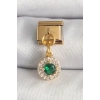 HEYF 316L Çelik Gold Renk Sallantı Yeşil Zirkon Taşlı Nomination Charm