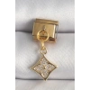 HEYF 316L Çelik Gold Renk Sallantı Zirkon Taşlı Çiçek İşlemeli Nomination Charm