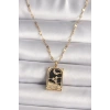 HEYF 316L Çelik Gold Renk Zirkon Taşlı Ay Figürlü Tarot Model Kadın Kolye