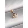 HEYF 316L Çelik Gold Renk Zirkon Taşlı Çiçek Model Tragus Piercing