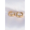 HEYF 316L Çelik Gold Renk Zirkon Taşlı Model Halka Küpe