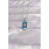 HEYF 316L Çelik Gümüş Renk Mavi Mineli Güneş Model Tarot Kolye