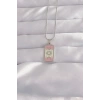 HEYF 316L Çelik Gümüş Renk Pembe Mineli Ay Figür Tarot Kolye