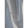 HEYF 316L Çelik Gümüş Renk Pembe Zirkon Taşlı Damla Kolye