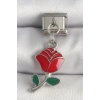 HEYF 316L Çelik Gümüş Renk Sallantı Kırmızı Gül Model Nomination Charm