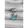 HEYF 316L Çelik Gümüş Renk Sallantı Mavi Balina Model Nomination Charm