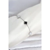 HEYF 316L Çelik Gümüş Renk Siyah Beyaz Baby Yonca Model Kadın Bileklik
