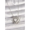 HEYF 316L Çelik Gümüş Renk Zirkon Taşlı Kalp Model Kadın Kolye