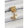 HEYF 316L Çelik Sallantılı Zirkon Taşlı Balık Kuyruğu Model Gold Renk Nomination Charm