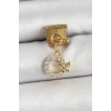 HEYF 316L Çelik Sallantılı Zirkon Taşlı Kelebek Detaylı Halka Model Gold Renk Nomination Charm