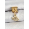 HEYF 316L Çelik Sallantılı Zirkon Taşlı KuğuModel Gold Renk Nomination Charm