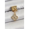 HEYF 316L Çelik Sallantılı Zirkon Taşlı Yonca Model Gold Renk Nomination Charm