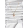 HEYF 316L Çelik Zincir Gold Renk Pembe Lotus Model Kadın Kolye