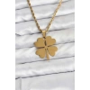 HEYF 316L Çelik Zincir Gold Renk Yonca Model 60 cm Kadın Kolye