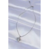 HEYF 316L Çelik Zincir Gümüş Renk Zirkon Taşlı Charm Kalp Kolye