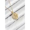 HEYF 316L Çelik Zirkon Taşlı Ay Ve Güneş Model Gold Renk Kadın Kolye