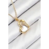 HEYF 316L Çelik Zirkon Taşlı Kalp Model Gold Renk Kadın Kolye