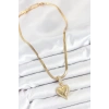 HEYF 316L Çelik Zirkon Taşlı Kalp Model Gold Renk Kadın Kolye