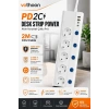 HEYF 5’li Akım Korumalı Çoklu Priz 2 Metre Kablolu 3680w 16a 5 Anahtarlı 2usb-a 2 Usb-c Pd 20w Hızlı Ftr-28