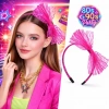 HEYF 80’ler 90’lar Neon Pembe Dantel Taç Fiyonklu