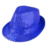 HEYF Disko  Mavi Payetli Fötr Şapka Yetişkin Boy