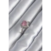 HEYF Gümüş Renk Pembe Zirkon Taşlı Charm Kalp Model Kadın Yüzük