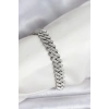 HEYF Gümüş Renk Pirinç Cuba Chain Gurmet Bileklik