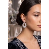 HEYF Gümüş Renk Zirkon Taşlı Damla Halka Model Kadın Abiye Küpe