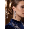 HEYF Gümüş Renk Zirkon Taşlı Sarmaşık Yaprak Model Kadın Abiye Küpe