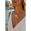 HEYF Kırlangıç Model Gold Renk Choker Kadın Kolye