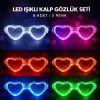 HEYF Led Işıklı Kalp Glow Pilli Parti Gözlüğü – 6 Adet / 5 Renk Set