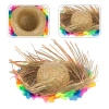 HEYF Naturel Renk Püsküllü Örme Hasır Hawaii Luau Aloha Şapka 13x36 Cm