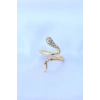 HEYF Pirinç Gold Renk Ayarlanabilir Zirkon Taşlı Yılan Yüzük