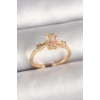 HEYF Pirinç Gold Renk Kare Zirkon Taş Model Kadın Yüzük
