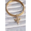 HEYF Pirinç Gold Renk Zirkon Taşlı Anka Kuşu Model Ajda Charm