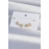 HEYF Pirinç Gold Renk Zirkon Taşlı Damla Model Küpe Seti