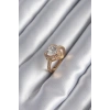 HEYF Pirinç Gold Renk Zirkon Taşlı Kalp Charm Model Kadın Yüzük