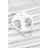 HEYF Pirinç Gümüş Renk Yıldız Model Zincir Bağlantılı Ear Cuff Küpe Seti