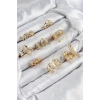 HEYF Pirinç Sarmal Ve Yıldız Model Gold Renk Kadın Yüzük Kombin Set