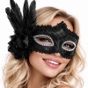 HEYF Siyah Tüylü Venedik Lüks Balo Maskesi