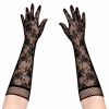 HEYF Siyah Uzun Gül Desenli Dantel Kadın Eldiveni