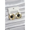 HEYF Vintage Model Siyah Gold Renk Pirinç Kadın Küpe
