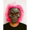 HEYF Wild Skull - Gümüş Kafatası Pembe Saçlı İskelet Maske