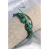 HEYF Yeşil Renk Deri İpli Erkek Bileklik