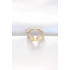 HEYF Zirkon Taşlı Gold Renk Ayarlanabilir Yüzük