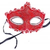 HEYF Kırmızı Renk Gözler Kristal Taşlı Dantelli Parti Maskesi 11x17 Cm