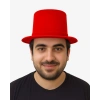 Kırmızı Renk Plastik Nubuk Kadife Flok Kaplama Fötr Şapka 11 Cm