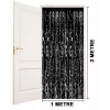 Siyah Renk Ekstra Metalize Parlak Saçaklı Arka Fon Perde İthal A Kalite 1x2 Metre